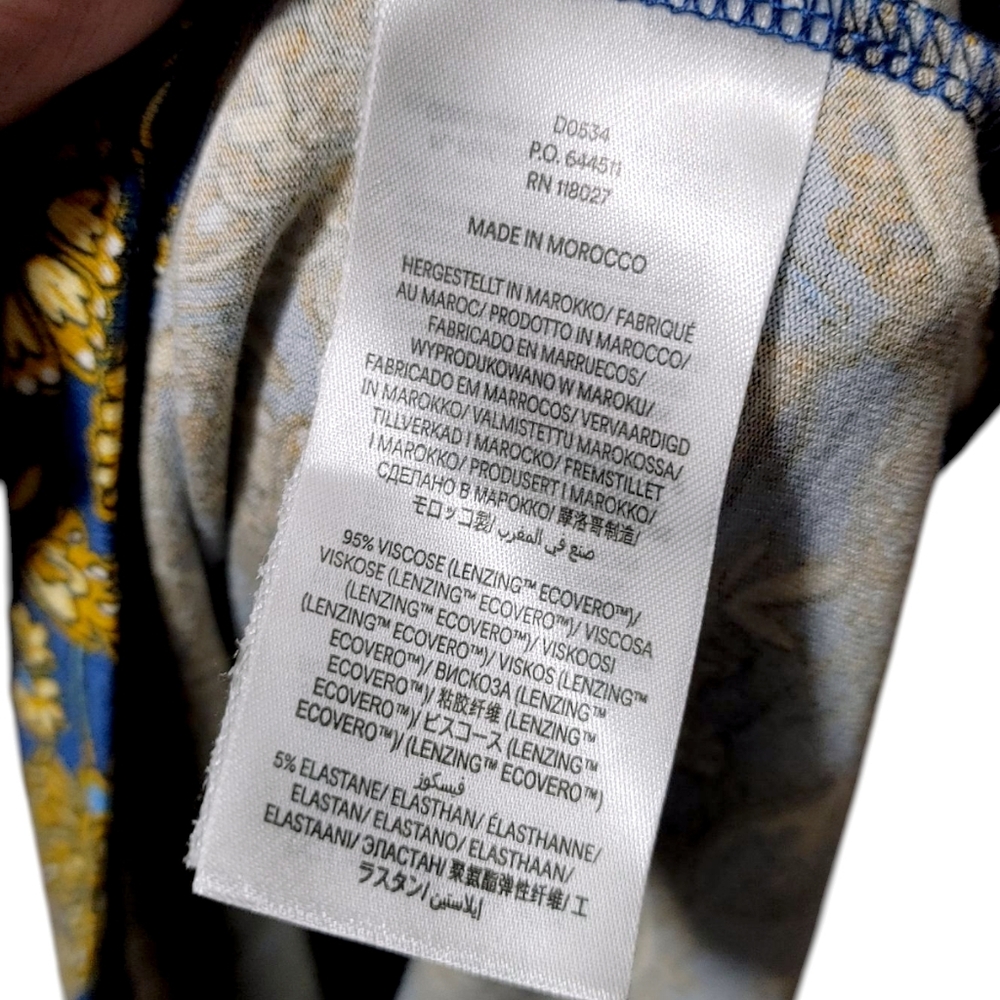 Boden Blue Mustard Yellow Paisley Belted Poof Sleeve Mini Dress Women's Size 4 - Picture 13 of 13